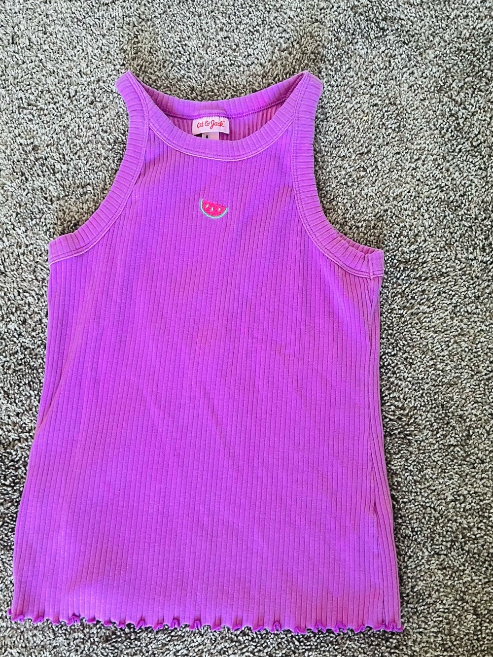 Cat & Jack Purple Ribbed Girls Tank with Watermelon Patch